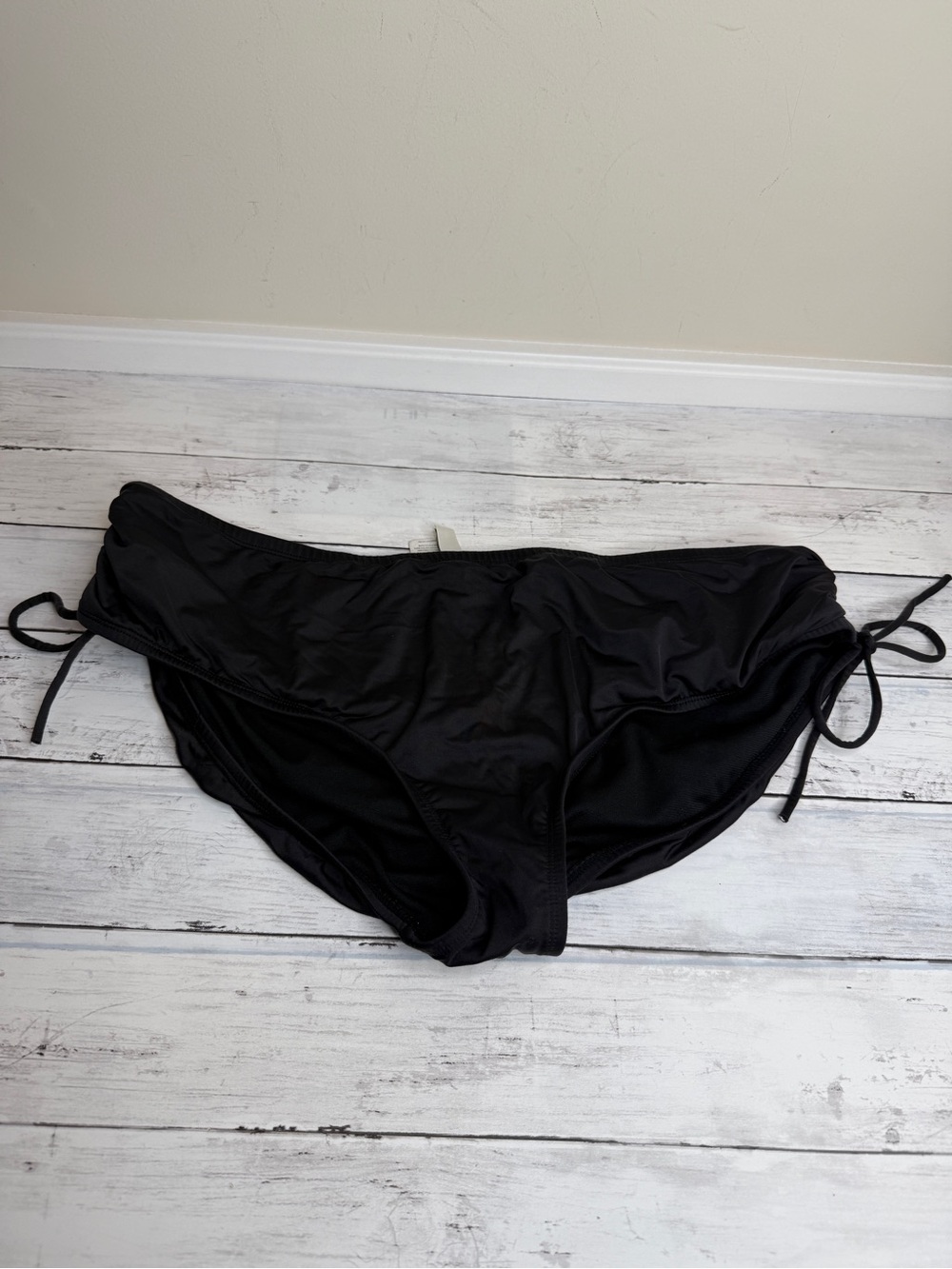 Black Women's Side-Tie Bikini Bottoms with Adjustable Sides